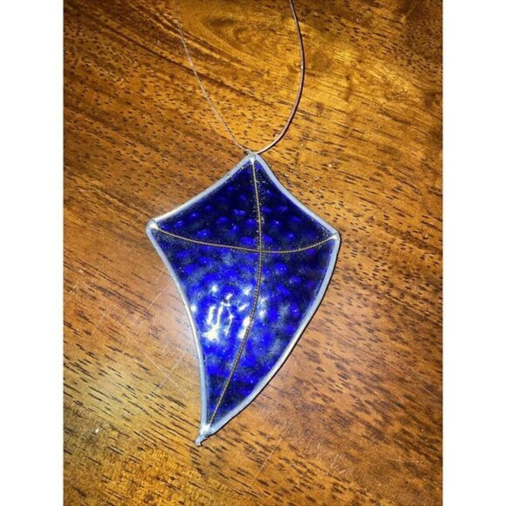 Stainedโ glass handmade Blue Kite suncatcher 4"x3"